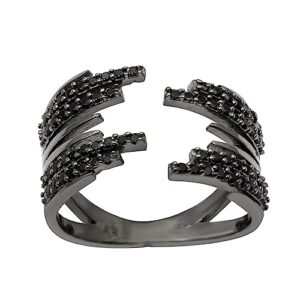 Eternity Open Wrap 925 silver Black Spinel Ring Cocktail Statement (7)