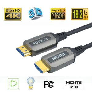 Jeirdus 40ft AOC HDMI Fiber Optic Cable Ultra HDR HDMI2.0b 18 Gbps,Support 4K60HZ ARC HDR10 HDCP2.2, Dolby Vision, Light Speed Slim and Flexible