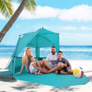 Alvantor Extra Large Beach Tent Super Bluecoast Beach Umbrella Outdoor Sun Shelter Cabana Automatic Pop Up UPF 50+ Sun Shade Portable Camping Fishing Hiking Canopy Easy Setup Windproof Patent Pending