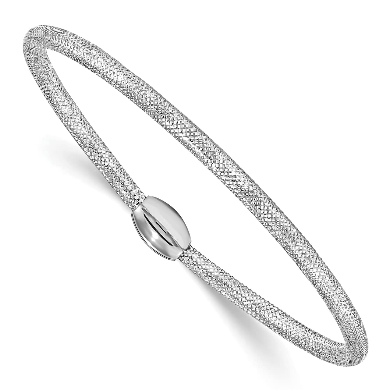 Lex & Lu 14k White Gold Polished Mesh Stretch Bracelet