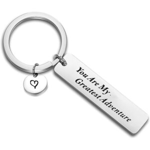 FEELMEM Lovers Long Distance Relationship Gift My Greatest Adventure Keychain