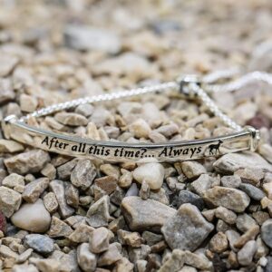 Harry Potter Snape's Love Always Bar Lariat Bracelet, Silver Plated, 8.5"