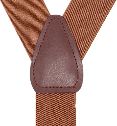 Bioterti Men’s Y-shape 1.4 Inch Suspender -3 Metal Clips, Elastic Straps (Camel)