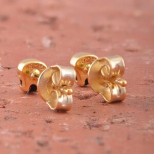 Yellow Gold Vermeil Sterling Silver Womens Tiny Sugar Skull Cartilage Second Stud Earrings