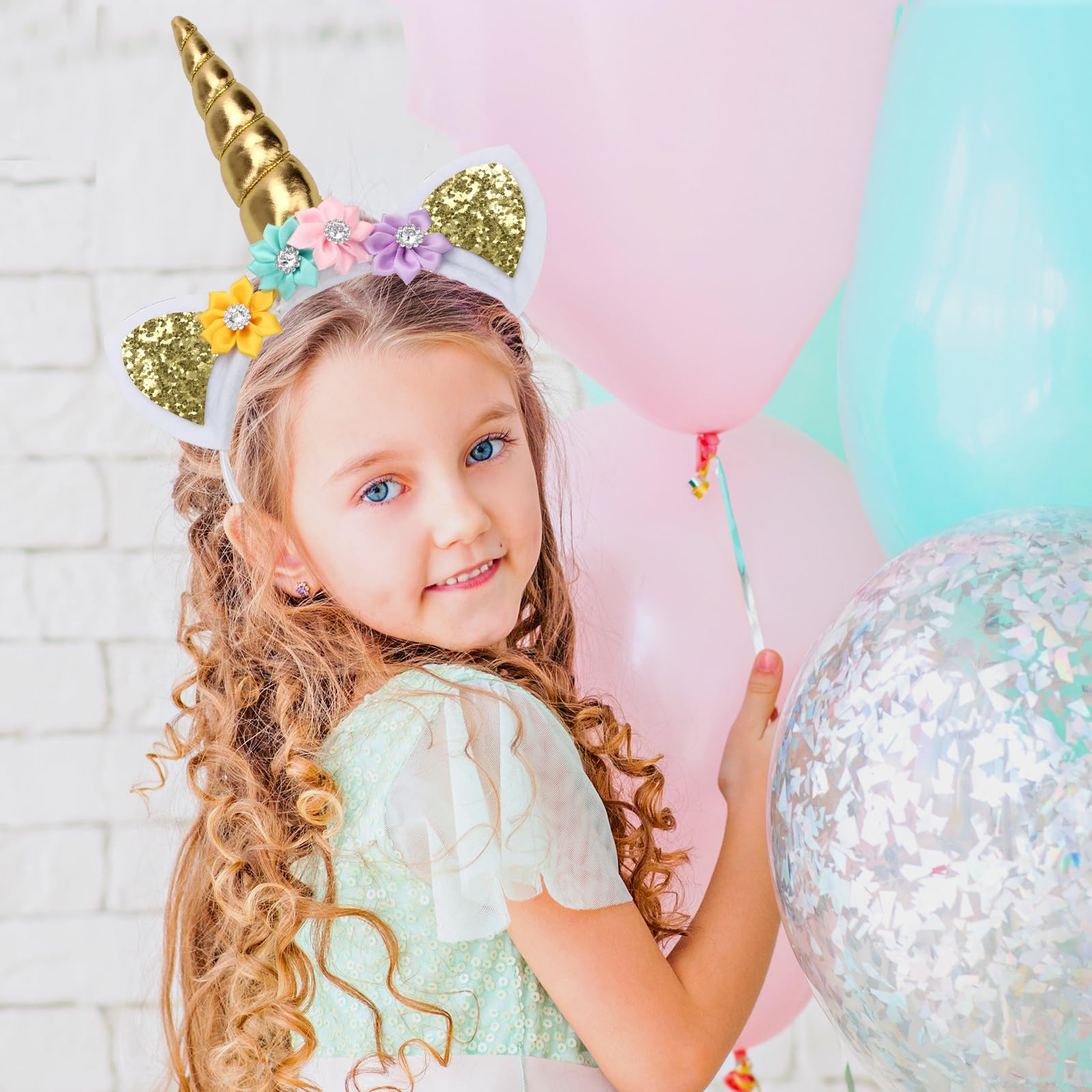 AHIER Unicorn Headband, Unicorn Horn Headbands, Gold and Silver Glitter Hairbands for Party