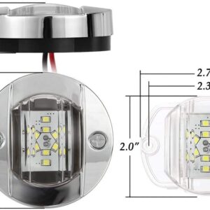 Partsam 2 Pcs 3" Inch Round Navigation Light Polished Boat Marine LED Transom Mount Stern Lights 12LED IP68 Submersible, 316 Stainless Steel, Round LED Marine Pontoon Boat Underwater Stern Lights