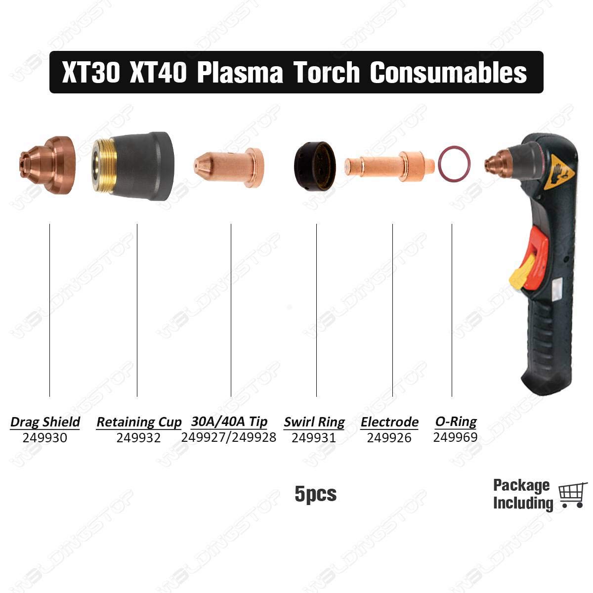 Plasma Swirl Ring 249931 30A 40A for Miller XT30 XT40 Torch Consumables PK/5