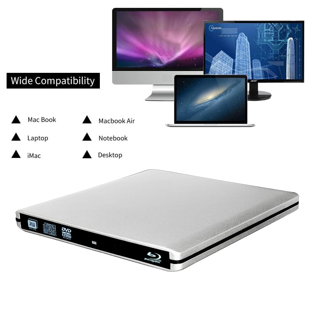 USB C Type C USB 3.0 External 3D HD Blue ray Player for MacBook pro USB C Blue ray Reader Combo DVD Burner Drive for MacBook Pro MacBook Air iMac All Laptop and Desktop pc