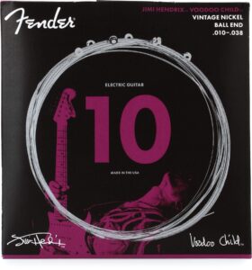 fender hendrix voodoo child electric guitar strings, vintage nickel, ball end .010-.038