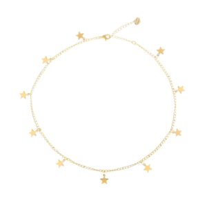 S.J JEWELRY Women Simple Delicate Full Moon 14K Gold Plated/Rose Gold/Silver Plated Layered Pendant Handmade Star Chokers Necklaces CK-Star