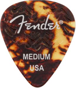 fender wavelength guitar picks 351 shape, tortoise shell, medium, 6-pack