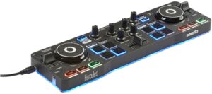 hercules dj djcontrol starlight | pocket usb dj controller with serato dj lite, touch-sensitive jog wheels, built-in sound card and built-in light show