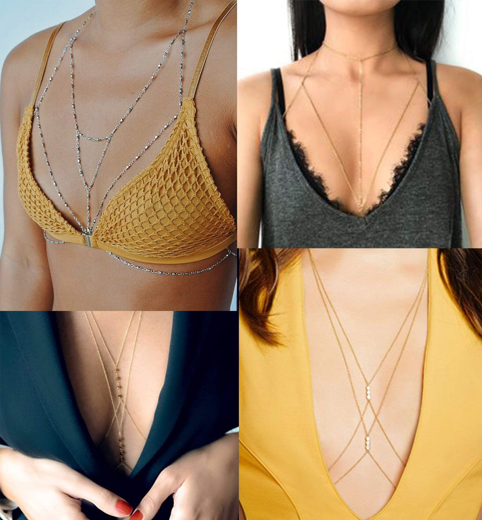 FIBO STEEL Body Chain Jewelry for Women Bikini Belly Chain Necklace