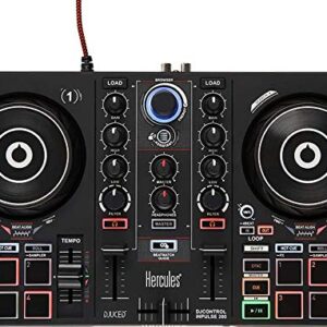 Hercules DJControl Inpulse 200 – DJ controller with USB, ideal for beginners learning to mix - 2 tracks with 8 pads and sound card - Software and tutorials included