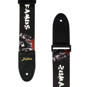 Dulphee Guitar Strap Skull Design Cool Polyester Shoulder Strap for Bass, Electric & Acoustic Guitar (Black Skull)