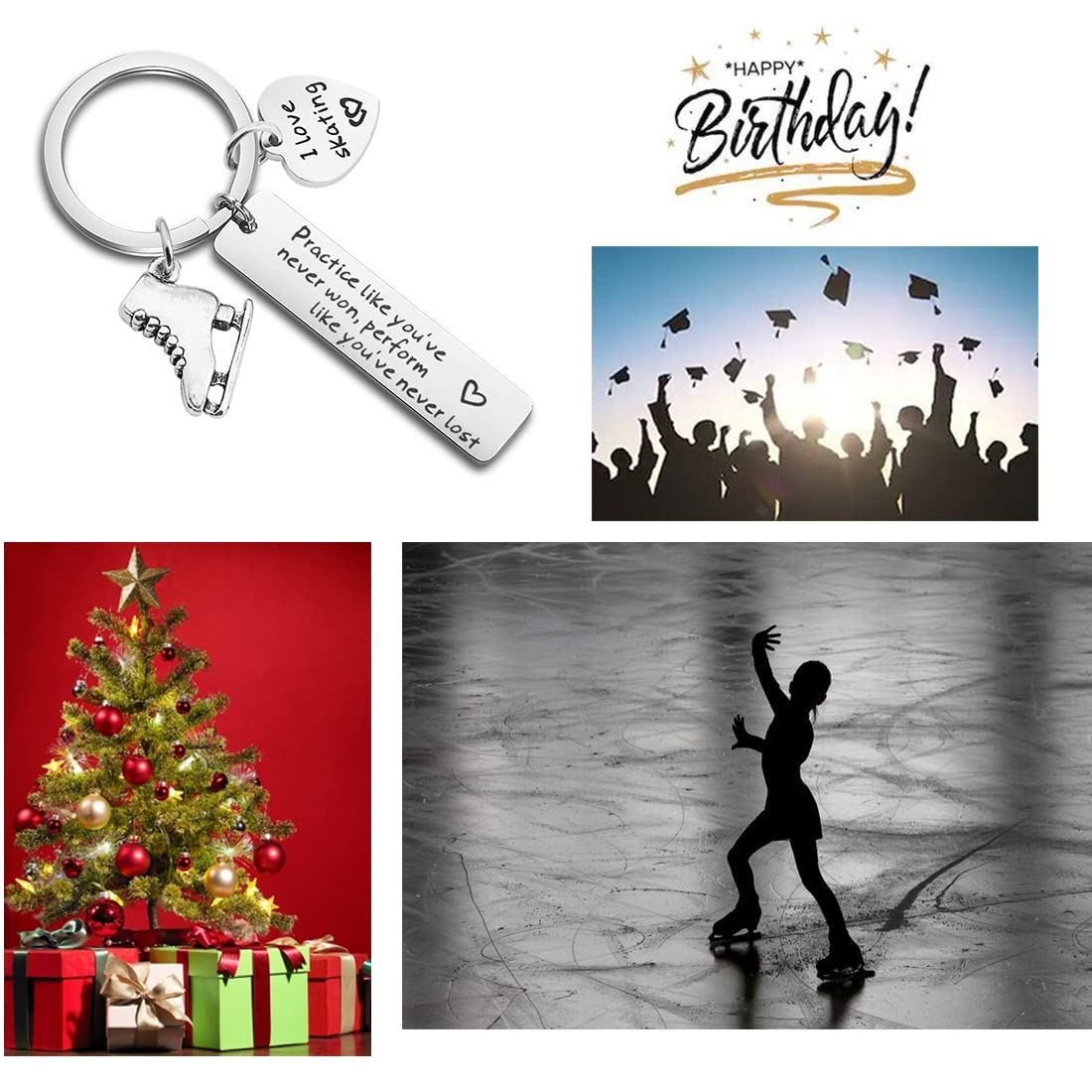 Gzrlyf Skating keychain Figure Skater Keychain Ice Skating Gifts Skate Lover Gifts Skating Coach Gifts(Skater keychain)