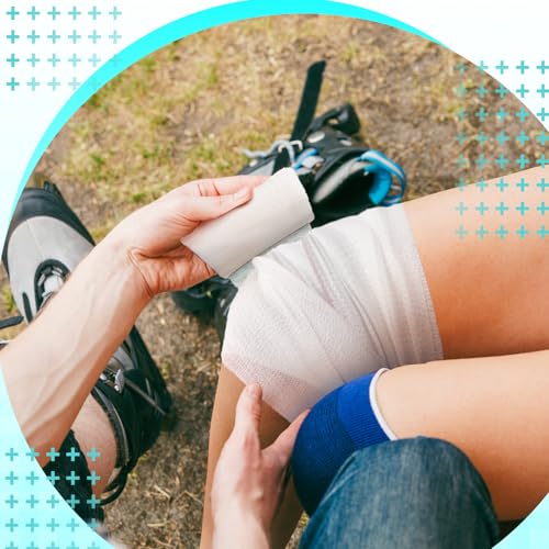 12 Pieces Self Adhesive Bandage Wrap Tape Stretch Self Adherent Cohesive Toe Tape for Sports, Wrist, Ankle, 5 Yards Each (White, 2 Inches)