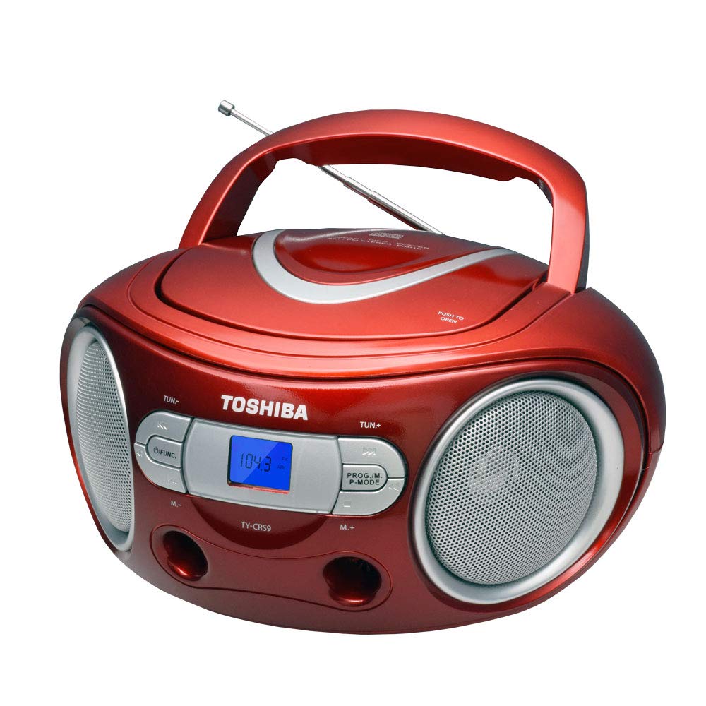 Toshiba TY-CRS9(R) Portable CD Boombox with Am/FM Stereo and Aux Input Red