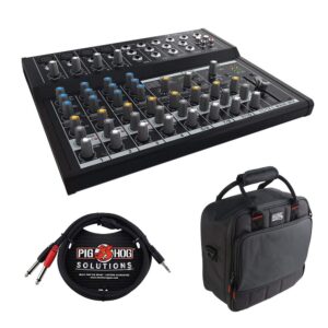 mackie mix12fx 12-channel compact mixer with g-mixerbag-1212 padded nylon mixer bag & pb-s3410 3.5 mm stereo breakout cable, 10 feet bundle