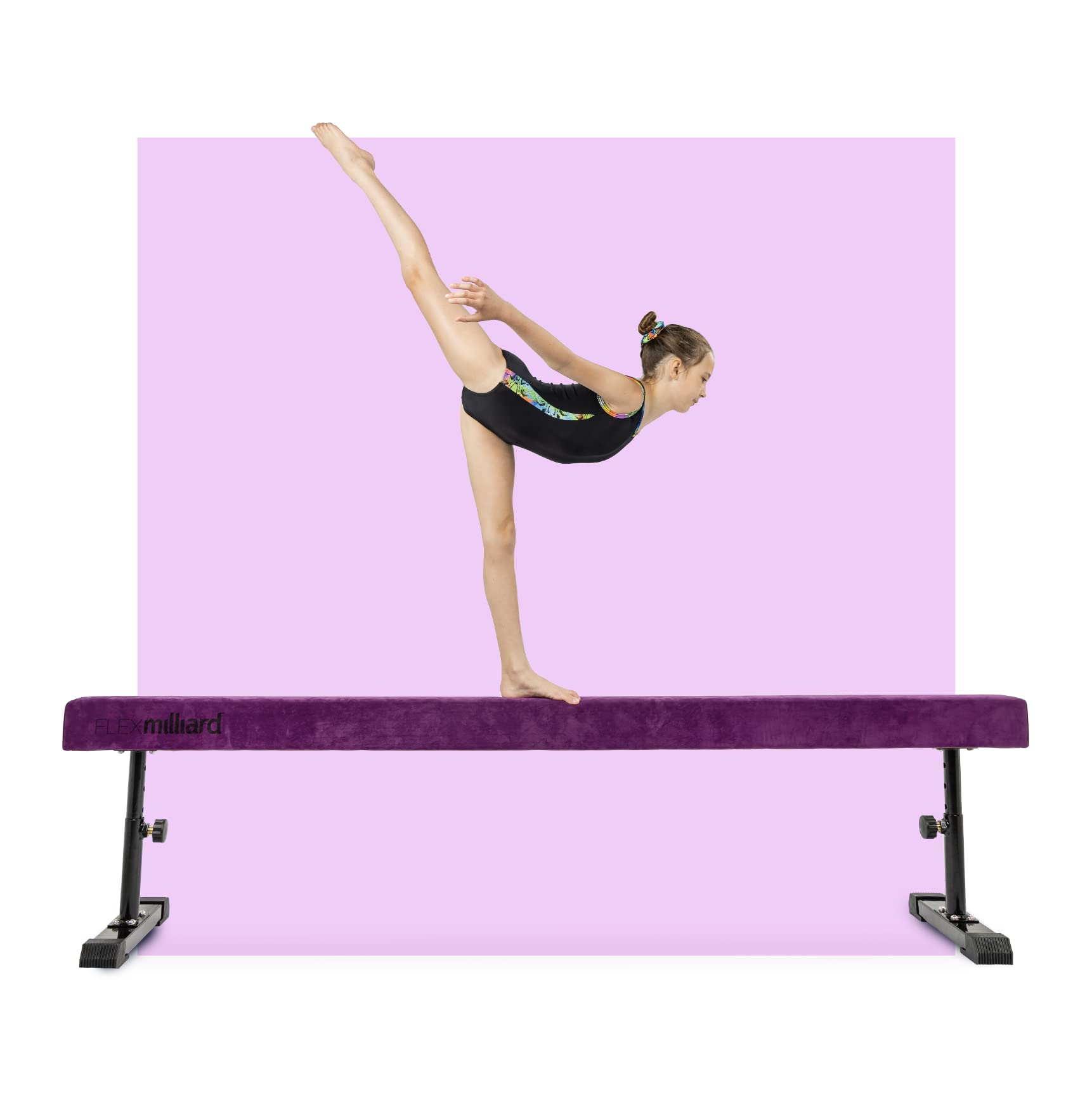 Milliard Patented Adjustable Balance Beam, High and Low (8 Feet) Floor Beam Suede Gymnastics Competition Style Training with Legs