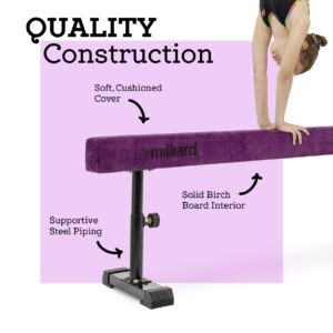 Milliard Patented Adjustable Balance Beam, High and Low (8 Feet) Floor Beam Suede Gymnastics Competition Style Training with Legs