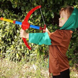 ArtCreativity Red Super Bow & Arrow Shooter Set, includes Air-Powered Bow, Barrel, Six Soft Foam Darts, Comes in Blister Card Packaging, Sports Toy for Kids