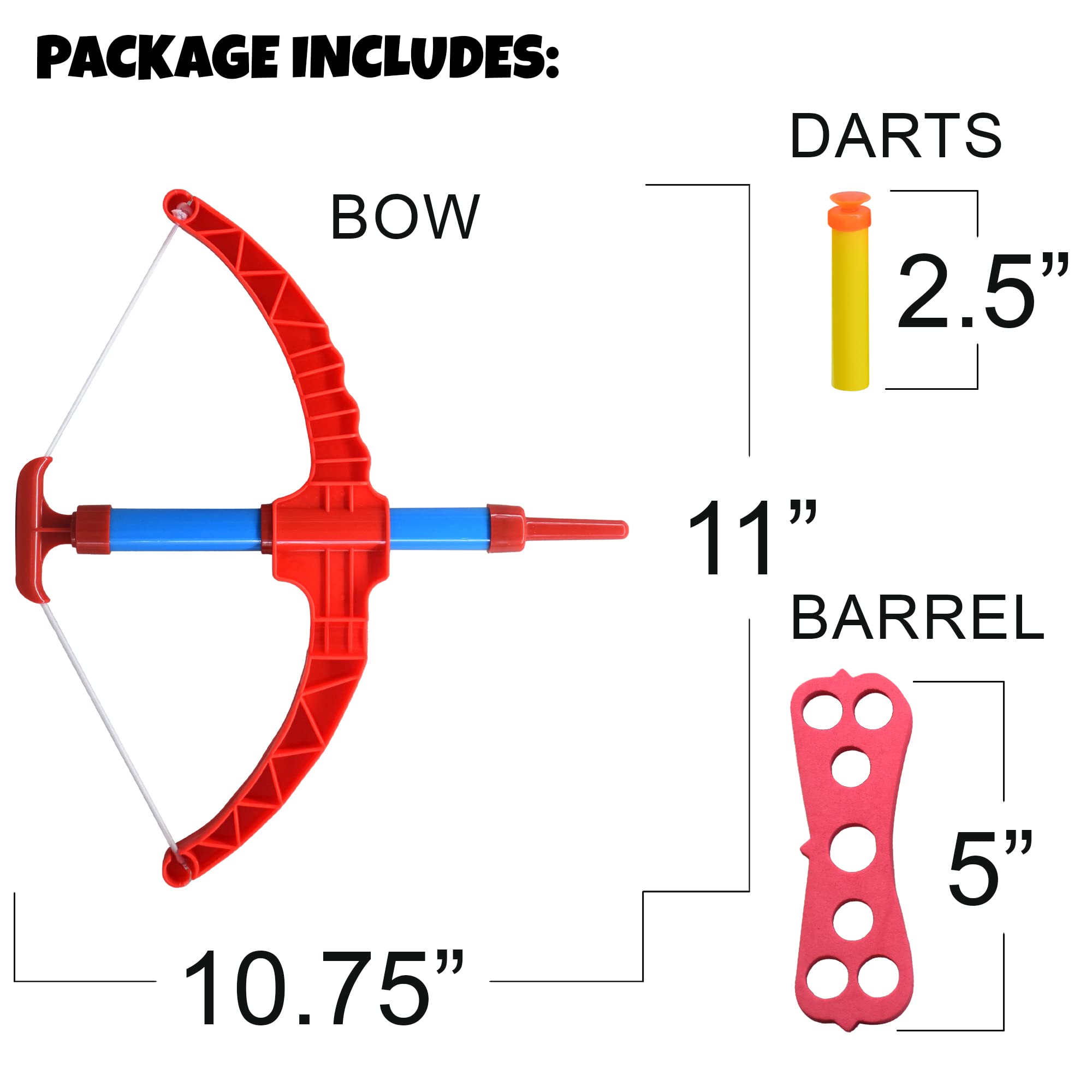 ArtCreativity Red Super Bow & Arrow Shooter Set, includes Air-Powered Bow, Barrel, Six Soft Foam Darts, Comes in Blister Card Packaging, Sports Toy for Kids