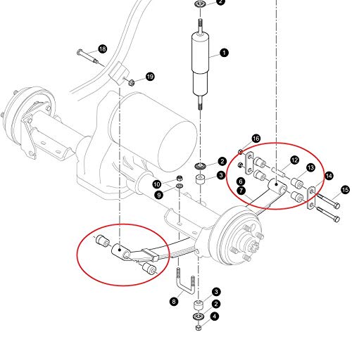 Huskey EZGO TXT Golf Cart Rear Leaf Spring Bushing Kit With 6X Sleeves and 12X Bushings Made of Long Lasting Rubber For 1996-Up. Replaces OEM Sleeve Part No#: 70289G02 and Bushing Part No#: 70291G0