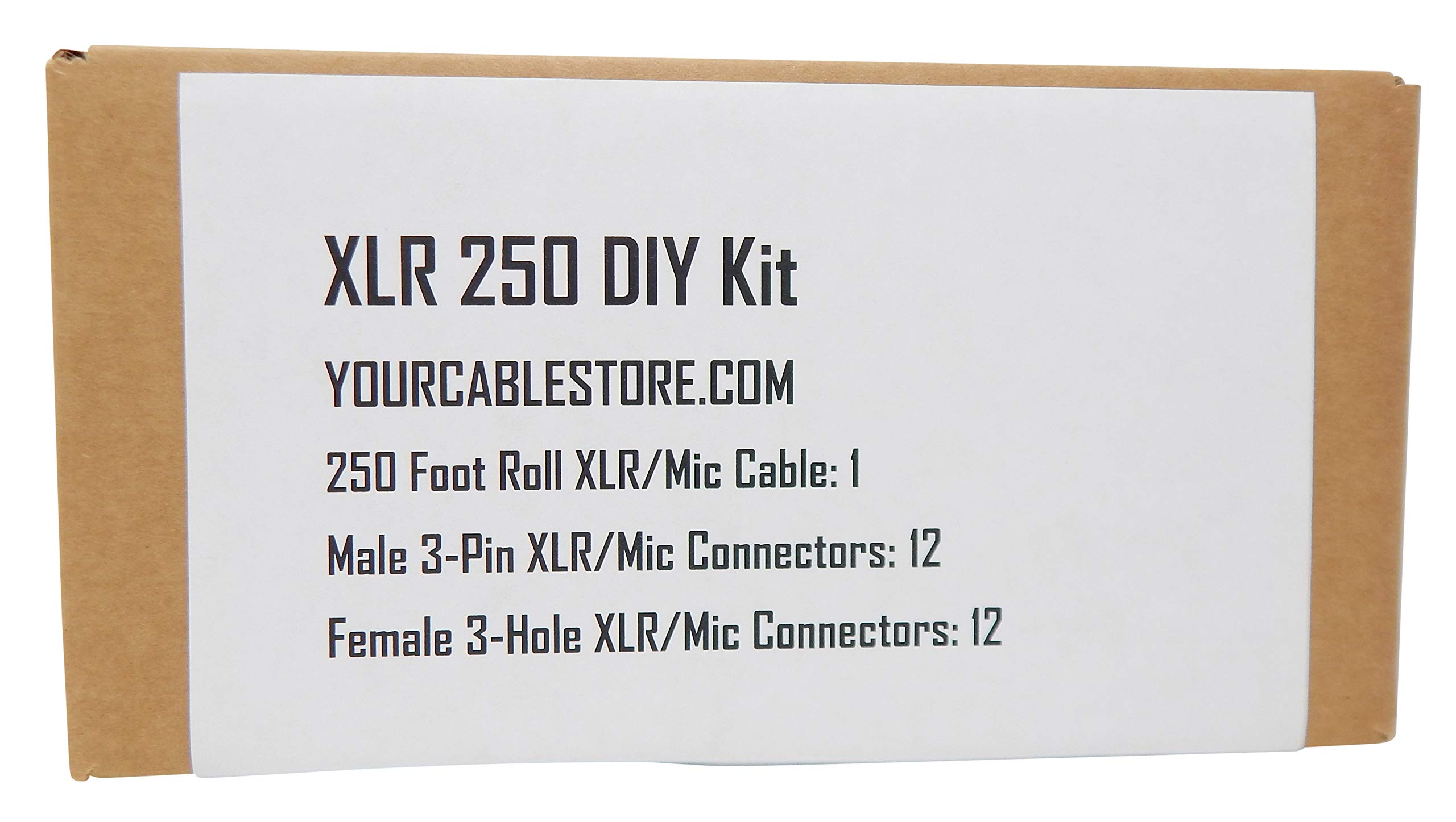 Your Cable Store DIY Make Your Own Custom Length XLR Cable Kit 250 Ft Of 28 AWG Balanced XLR Cable, 12 XLR Male Connectors And 12 XLR Female Connectors