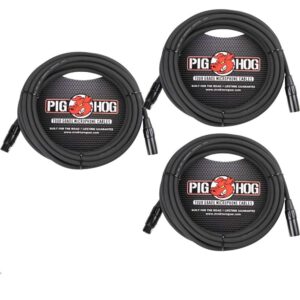 Pig Hog XLR 25 Foot Pack Tour Grade Microphone Cables (3-Pack)