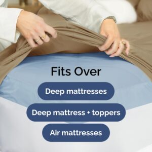 Extra Deep King Sheet Set - 6 Piece Breathable & Cooling Sheets - Hotel Luxury Bed Sheets Set - Easy & Secure Fit - Soft, Wrinkle Free & Comfy Sheets Set - Beige Sheet Set w/Extra Deep Pockets