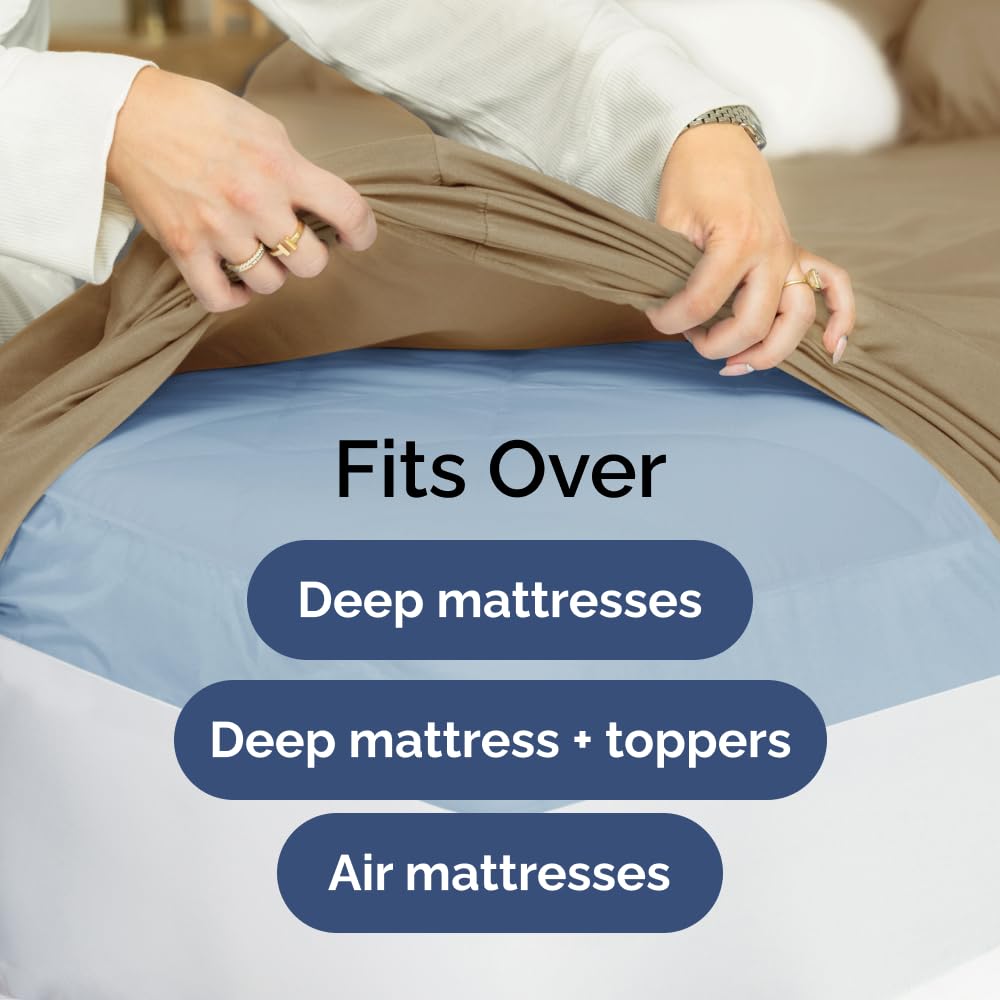 Extra Deep King Sheet Set - 6 Piece Breathable & Cooling Sheets - Hotel Luxury Bed Sheets Set - Easy & Secure Fit - Soft, Wrinkle Free & Comfy Sheets Set - Beige Sheet Set w/Extra Deep Pockets