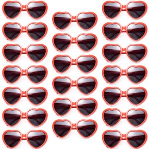 pibupibu 20 pack red heart sunglasses for women, fun cute heart shaped sunglasses bachelorette party bulk