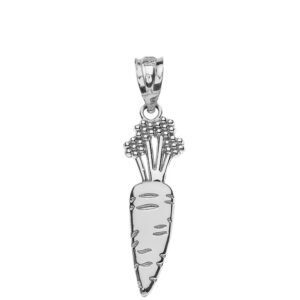 Fine 925 Sterling Silver Carrot Vegetable Charm Pendant