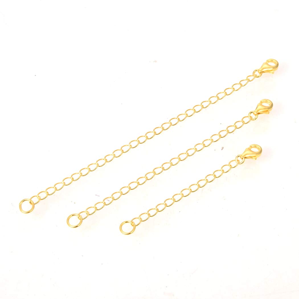 1pc Adabele Authentic Gold Plated Sterling Silver Jewelry Making Cable Chain Extender Removable Adjustable 3 inch Extension for Necklace Anklet Bracelet SS304-3