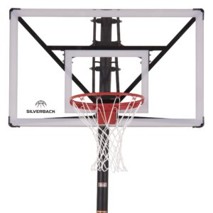 silverback nxt 54" in-ground basketball hoop with adjustable-height backboard and quickplay design , black