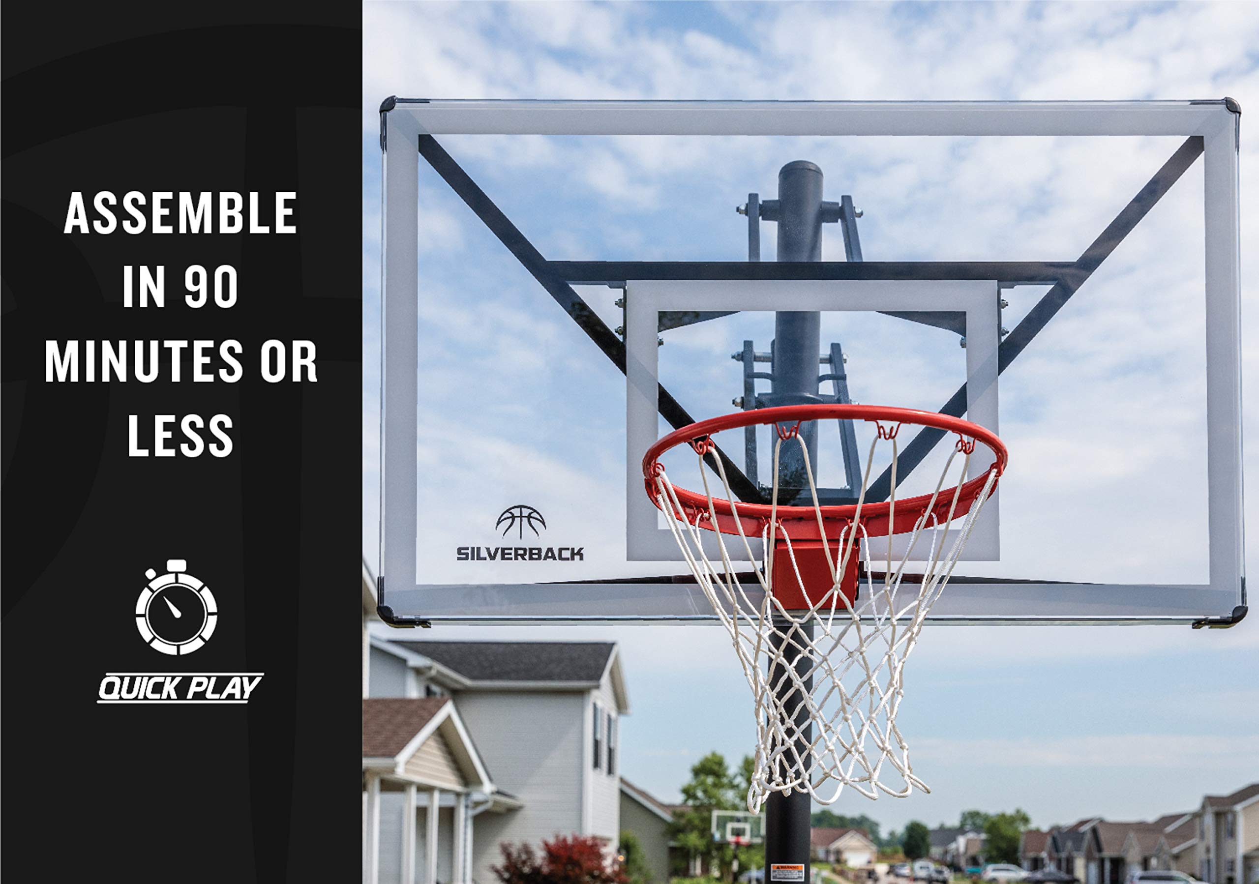 Silverback NXT 54" In-Ground Basketball Hoop with Adjustable-Height Backboard and QuickPlay Design , Black