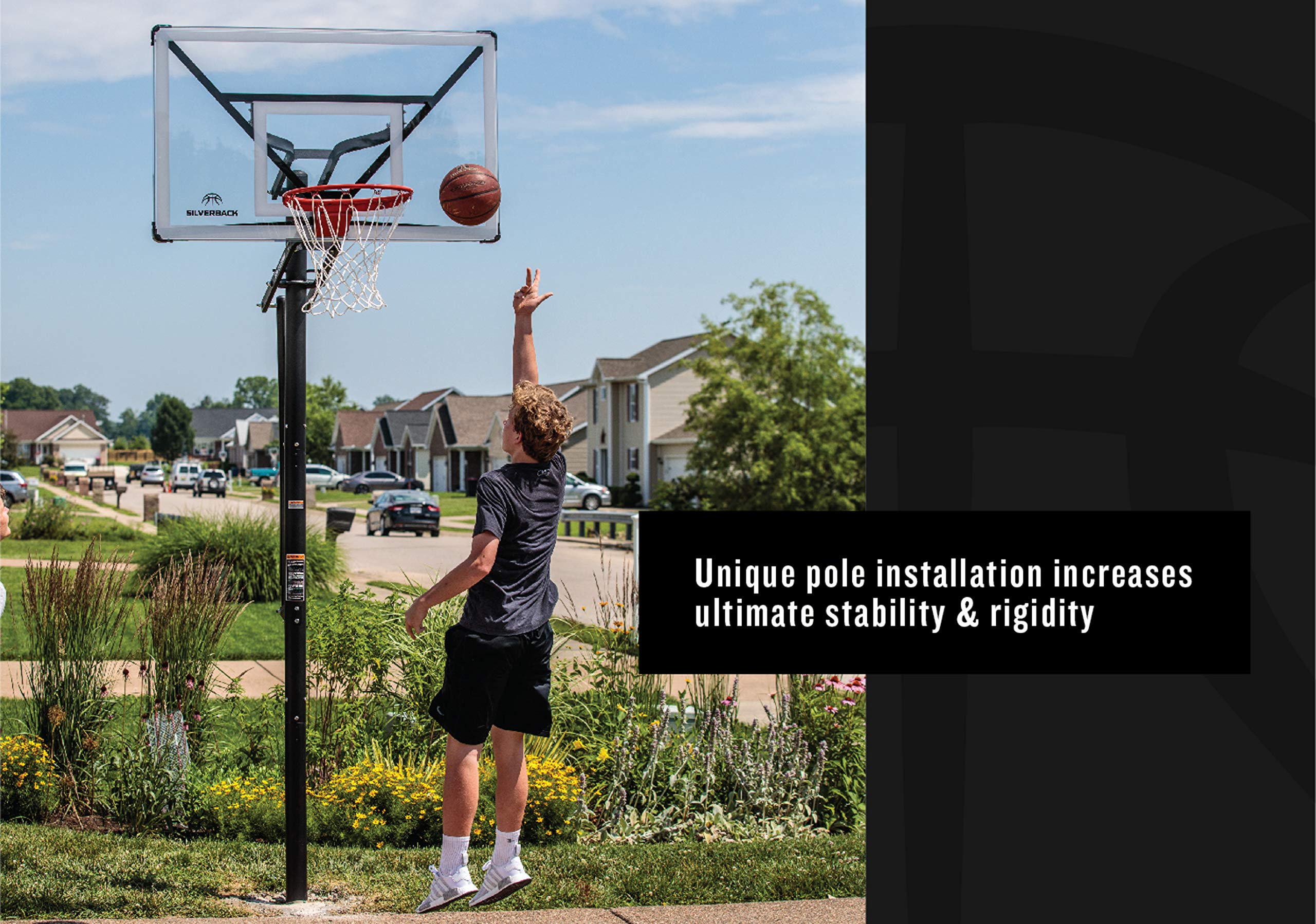 Silverback NXT 54" In-Ground Basketball Hoop with Adjustable-Height Backboard and QuickPlay Design , Black