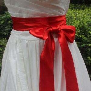 NANIA Wedding satin sash belt for special occasion dress bridal sash (Red)