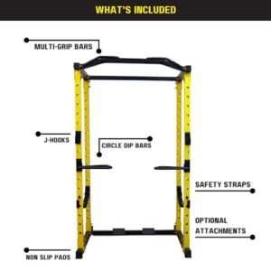 HulkFit Pro Series Power Cage and Home Gym Attachments - Yellow