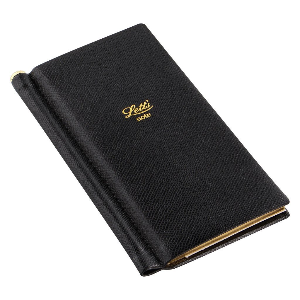 Letts Legacy Slim Pocket Ruled Black Notebook with Gold Pen