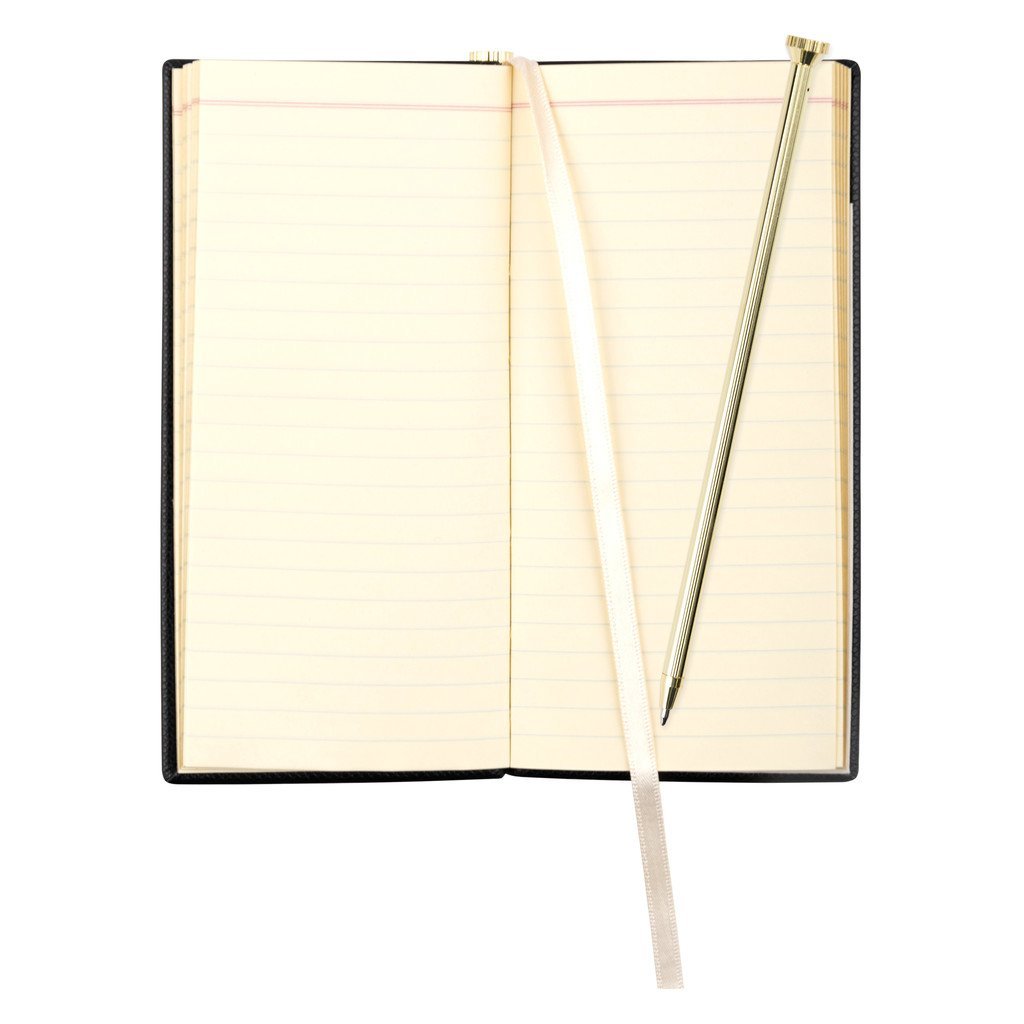 Letts Legacy Slim Pocket Ruled Black Notebook with Gold Pen