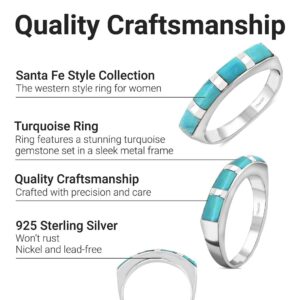 Shop LC Santa Fe Style Turquoise Ring for Women 925 Sterling Silver Band Boho Western Jewelry Gifts for Women Promise Rings Size 7 Birthday Gifts