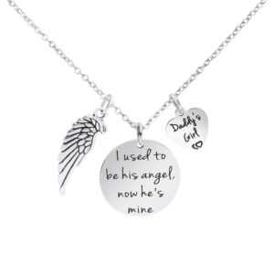 Memorial Dad Jewelry I Used to Be His Angel Now he is Mine Remembrance Necklace