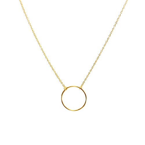 S.J JEWELRY Womens Handmade 14k Gold Plated/Rose Gold/Silver Plated Dainty Moon Cross and Circle Choker Necklace for womens NK-Circle