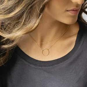 S.J JEWELRY Womens Handmade 14k Gold Plated/Rose Gold/Silver Plated Dainty Moon Cross and Circle Choker Necklace for womens NK-Circle