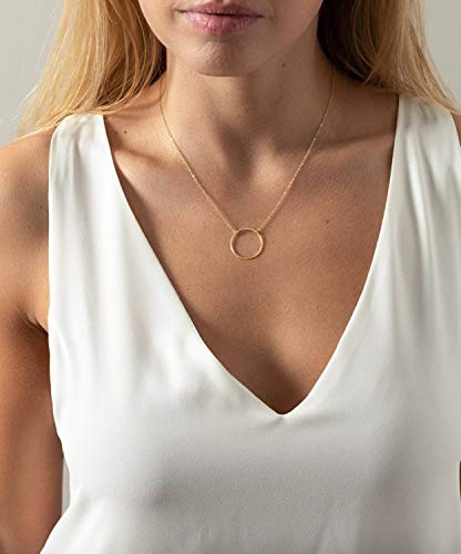 S.J JEWELRY Womens Handmade 14k Gold Plated/Rose Gold/Silver Plated Dainty Moon Cross and Circle Choker Necklace for womens NK-Circle