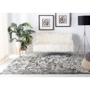 SAFAVIEH Ocean Shag Collection Area Rug - 8' x 10', Silver, Handmade Solid, 2.4-inch Thick Ideal for High Traffic Areas in Living Room, Bedroom (OCG101G)