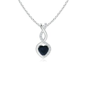 angara blue sapphire infinity heart pendant necklace with diamonds in silver (4mm blue sapphire)