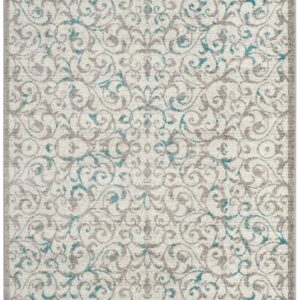 SAFAVIEH Skyler Collection 4' x 6' Ivory/Blue SKY198D Scroll Non-Shedding Living Room Bedroom Accent Rug